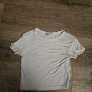 Zara White Crew Neck Tee